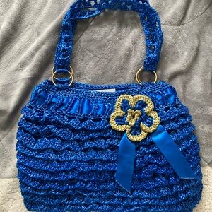 blue with flower purse